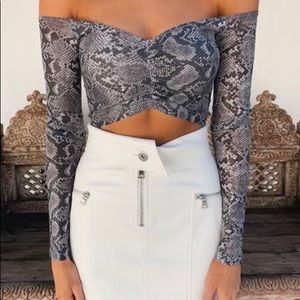 Tiger Mist XS snakeskin print crop top